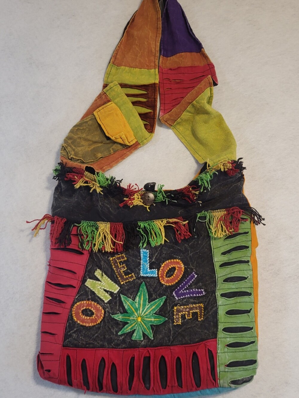 Gypsy Rose Boho Hippie Bag Pot Leaf One Love